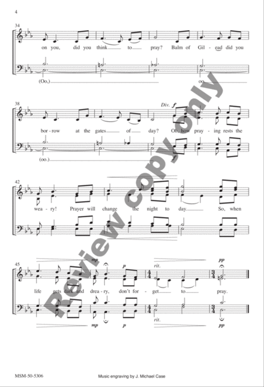 Did You Think to Pray? 4-Part scores gallery preview page 4