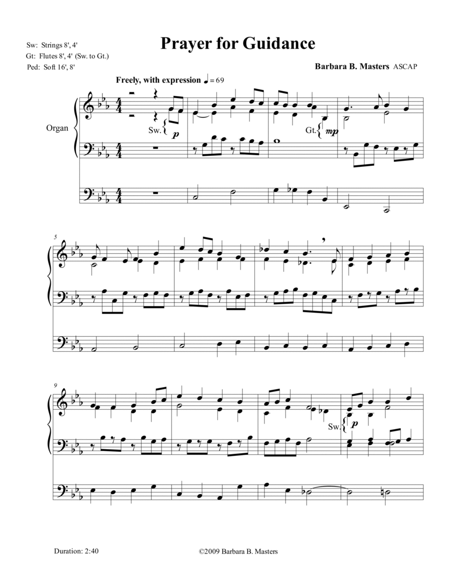 Prayer for Guidance Prayer for Guidance Organ Solo scores gallery preview page 1
