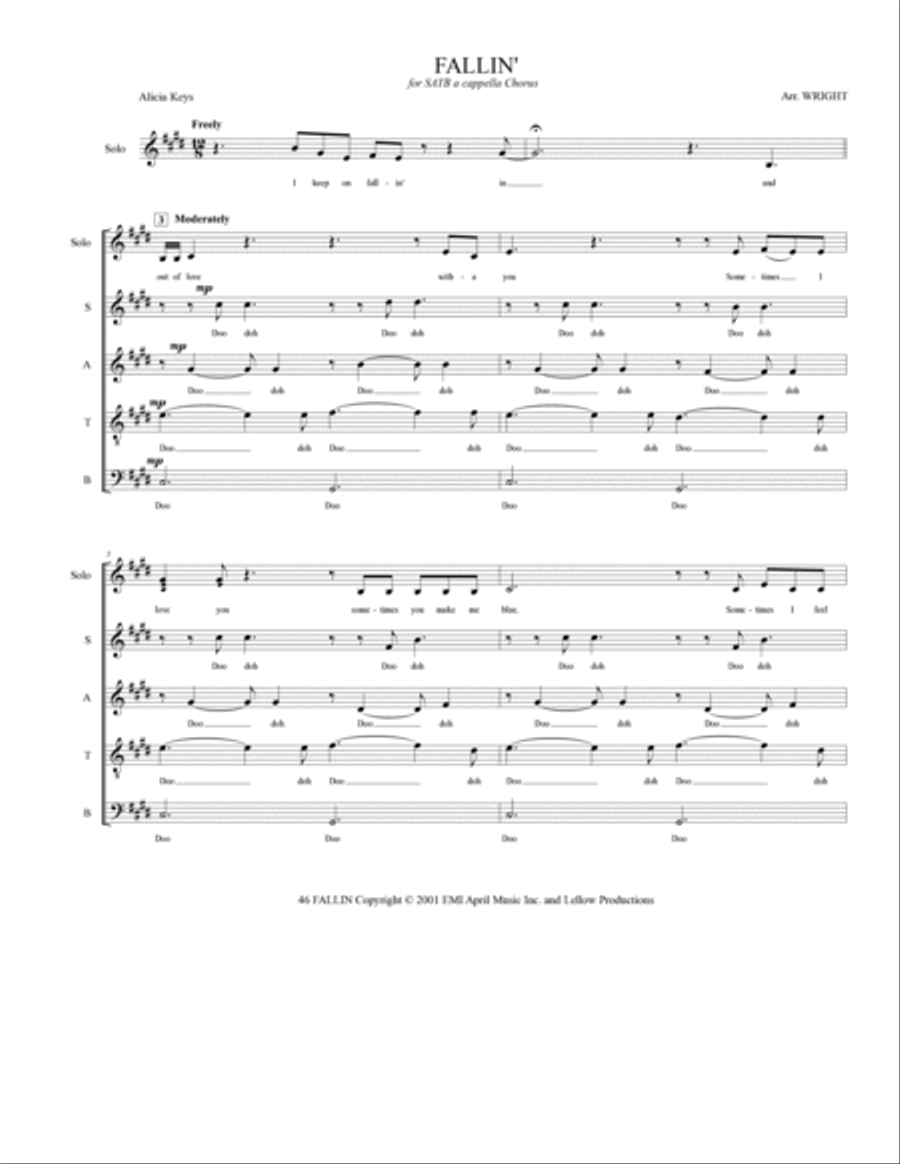 Fallin' Fallin' 4-Part scores gallery preview page 2