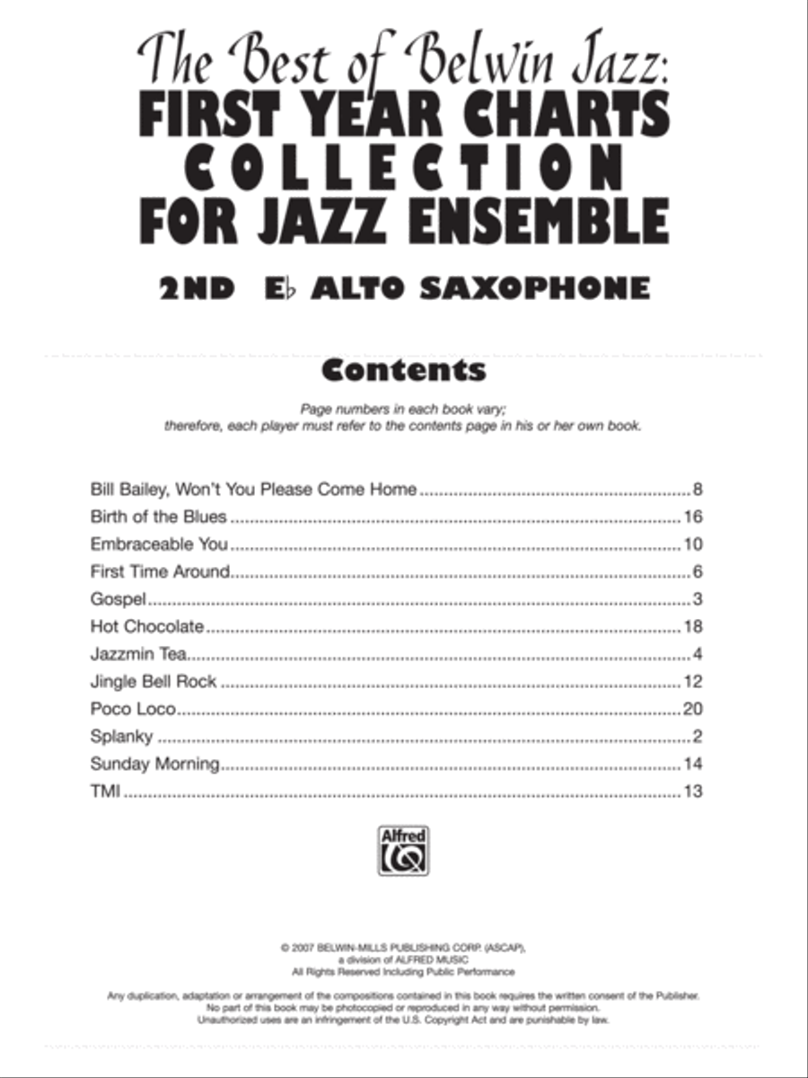 First Year Charts Collection for Jazz Ensemble