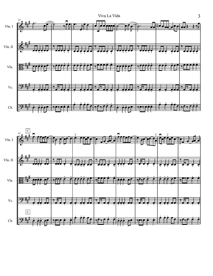 Viva La Vida String Orchestra scores gallery preview page 3