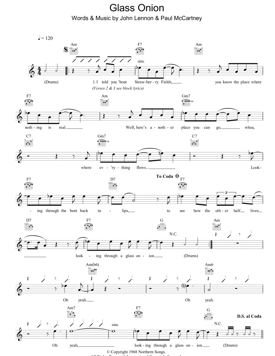 Glass Onion Glass Onion Piano scores gallery preview page 1