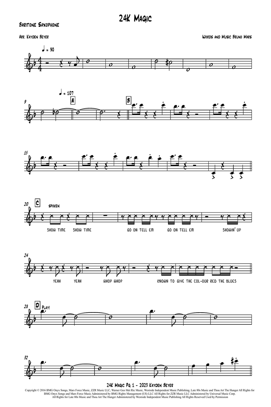 24k Magic - Score Only 24k Magic - Score Only Jazz Ensemble scores gallery preview page 1