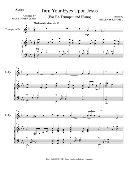 TURN YOUR EYES UPON JESUS (Bb Trumpet Piano and Trumpet Part) image number null