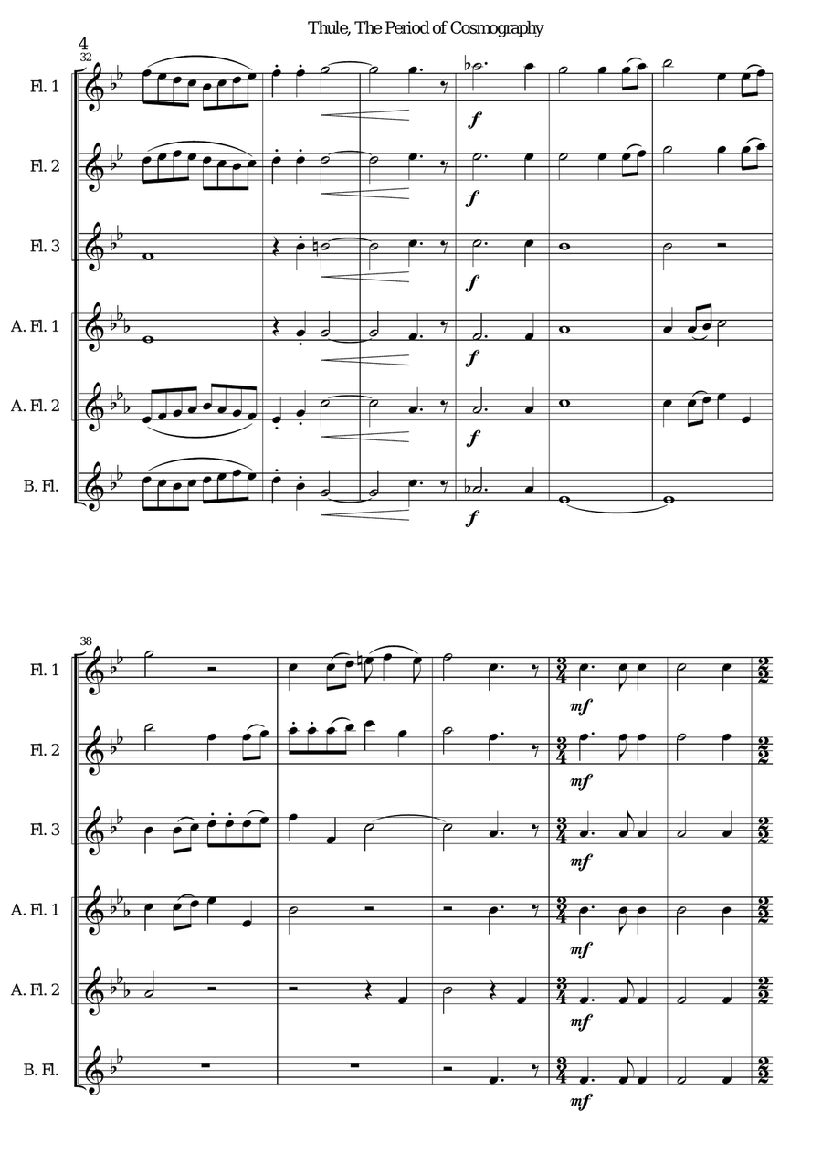 Thule, The period of Cosmography and The Andalusian Merchant for flute sextet or flute choir Flute Choir scores gallery preview page 4