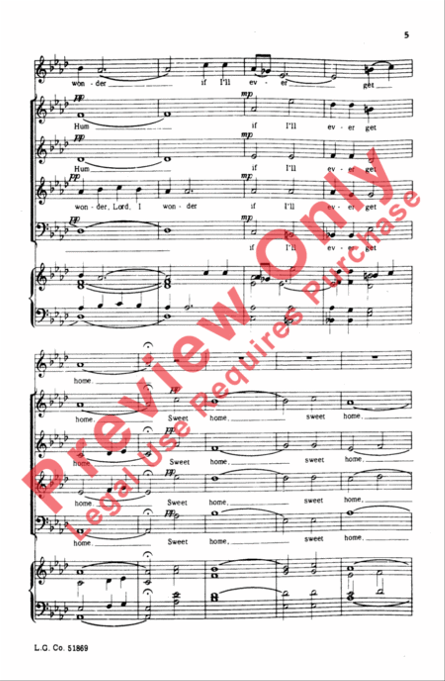 Sweet Home Sweet Home 4-Part scores gallery preview page 5