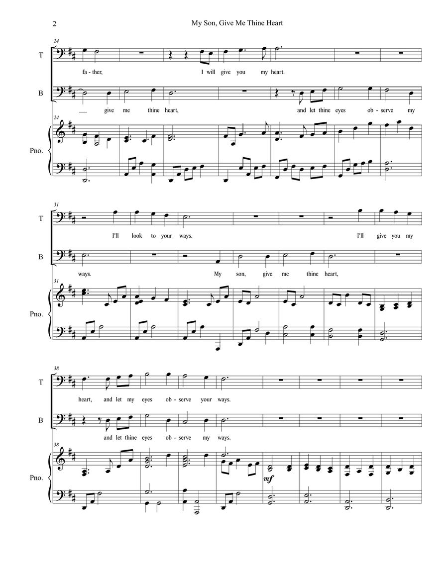 My Son, Give Me Thine Heart -- easy tenor/bass duet High Voice scores gallery preview page 4
