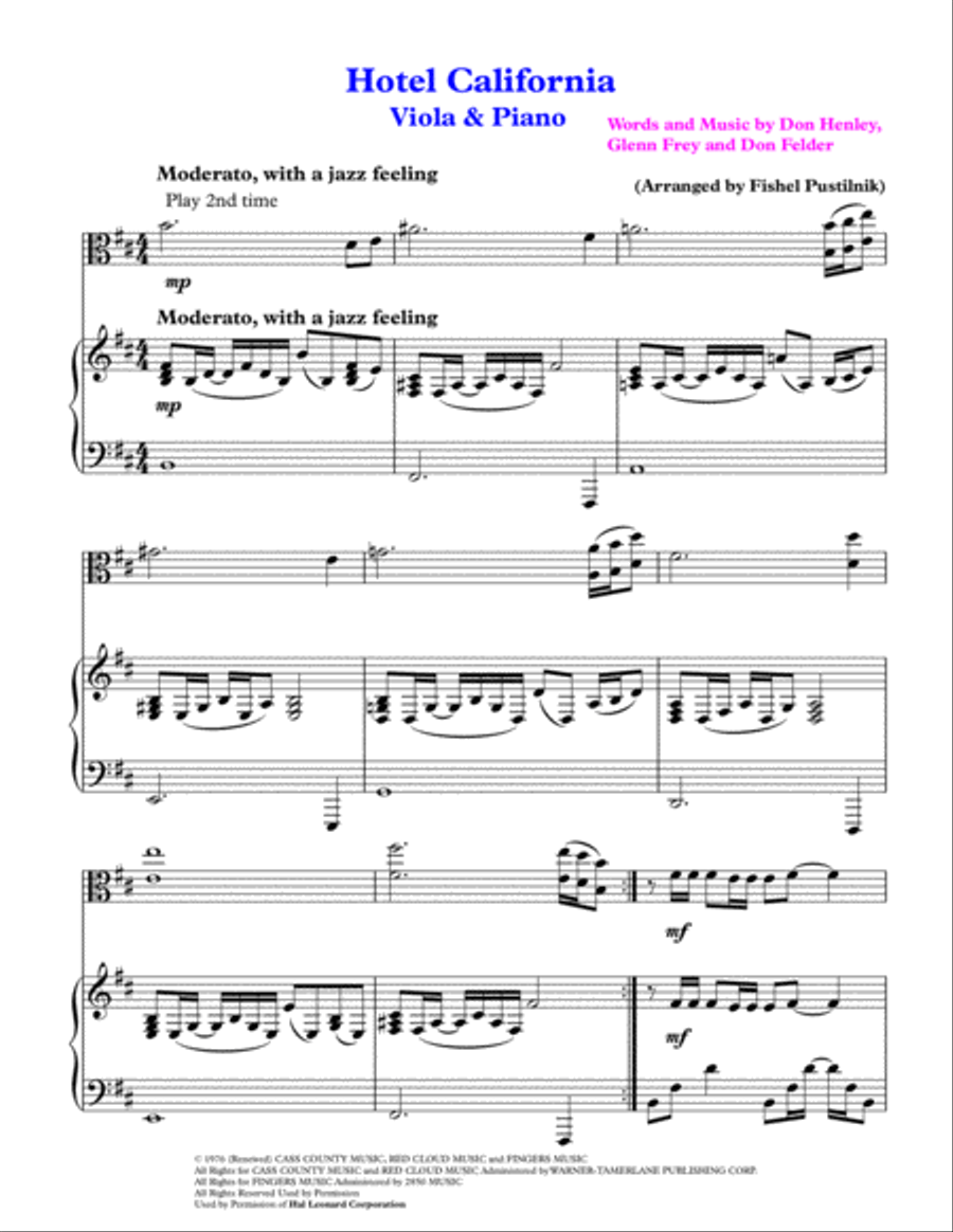 Hotel California Viola scores gallery preview page 2
