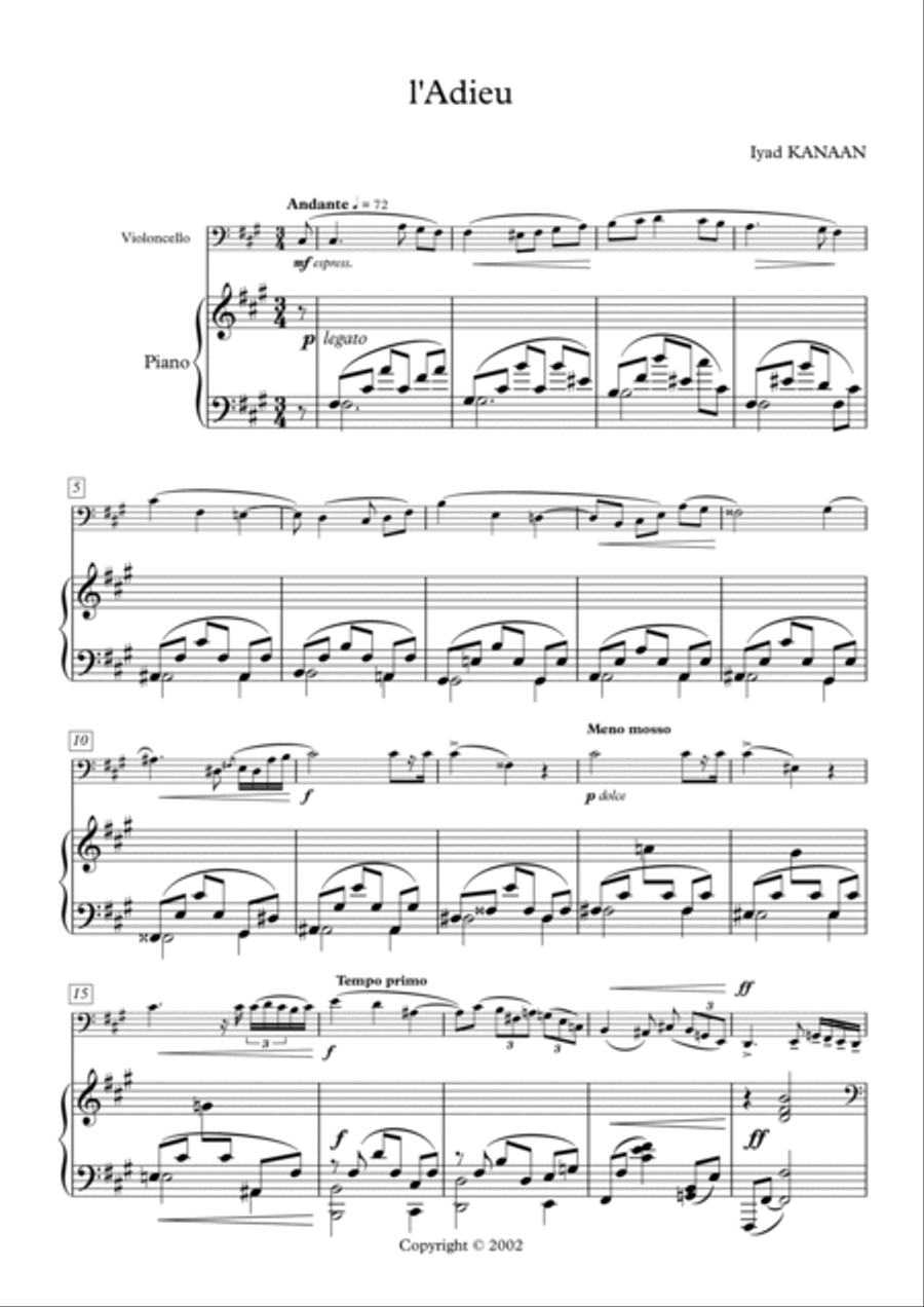 l'Adieu l'Adieu Chamber Music scores gallery preview page 2