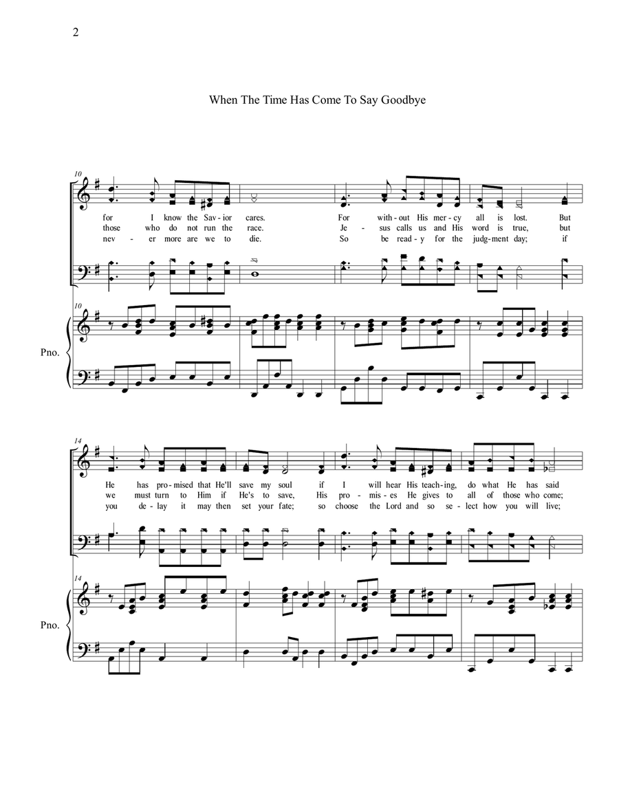 When The Time Has Come To Say Goodbye Piano Solo scores gallery preview page 2