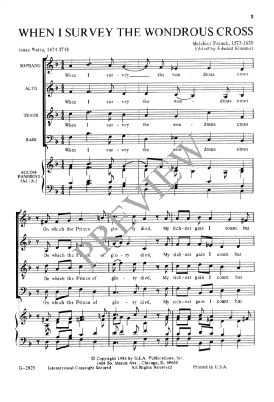 When I Survey the Wondrous Cross 4-Part scores gallery preview page 4
