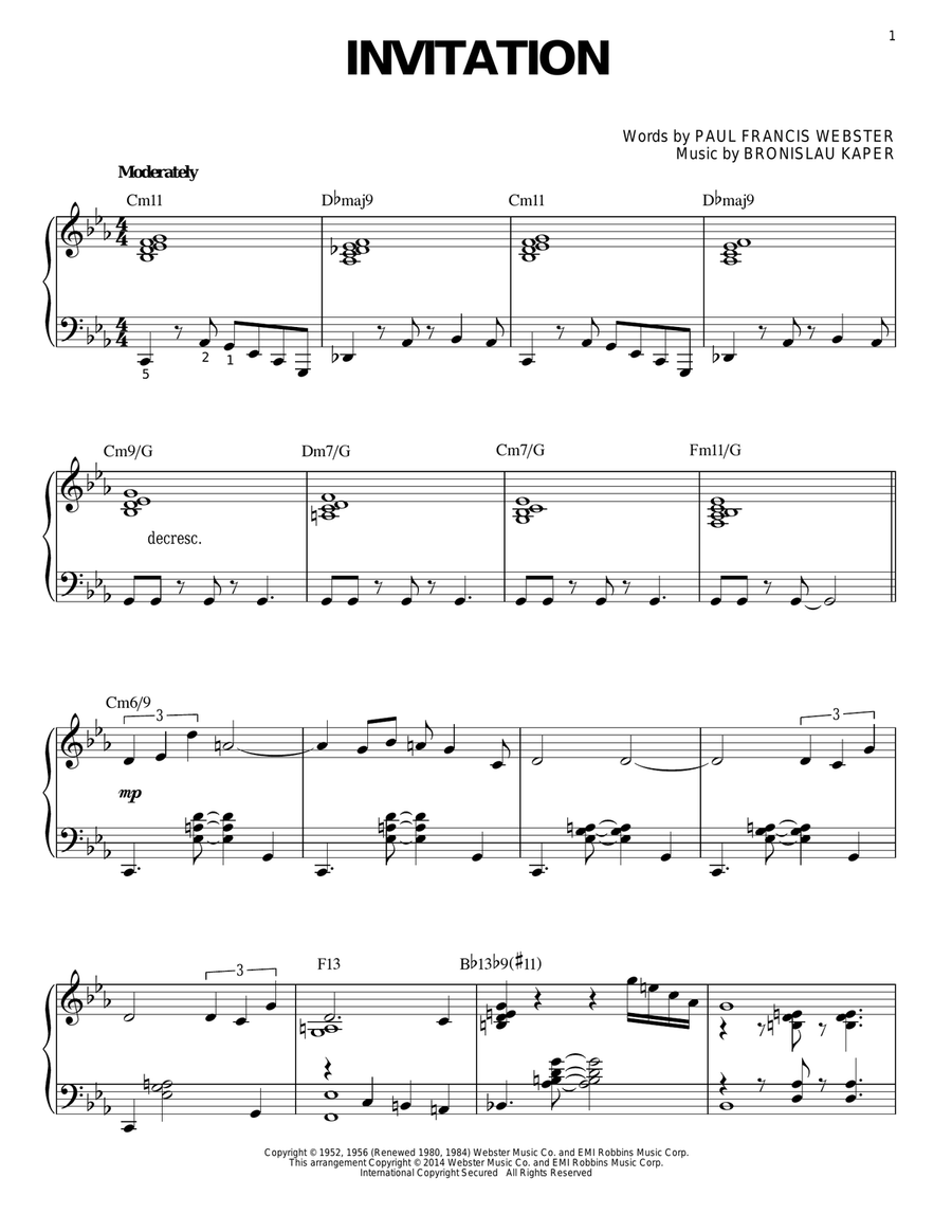 Invitation Invitation Piano Solo scores gallery preview page 1
