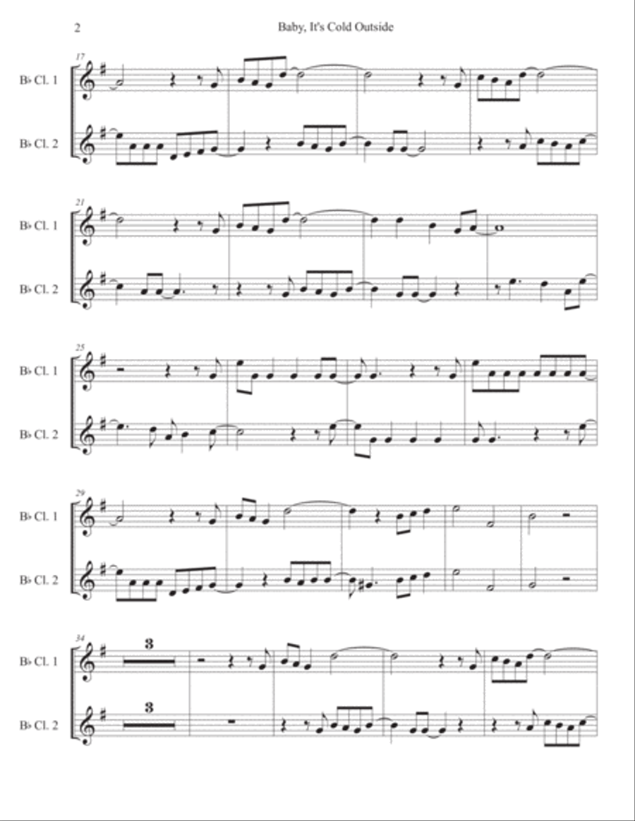 Baby, It's Cold Outside Clarinet Duet scores gallery preview page 2