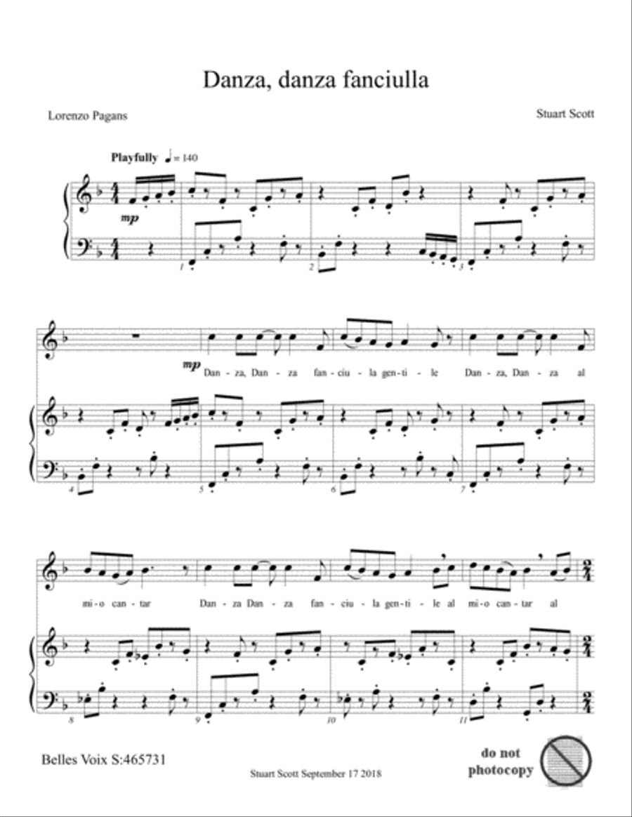 Danza, danza fanciulla (in F) Voice Solo scores gallery preview page 1