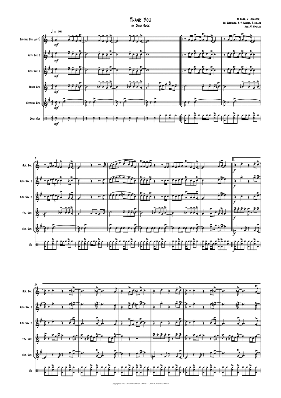 Thank You Saxophone Quartet scores gallery preview page 1