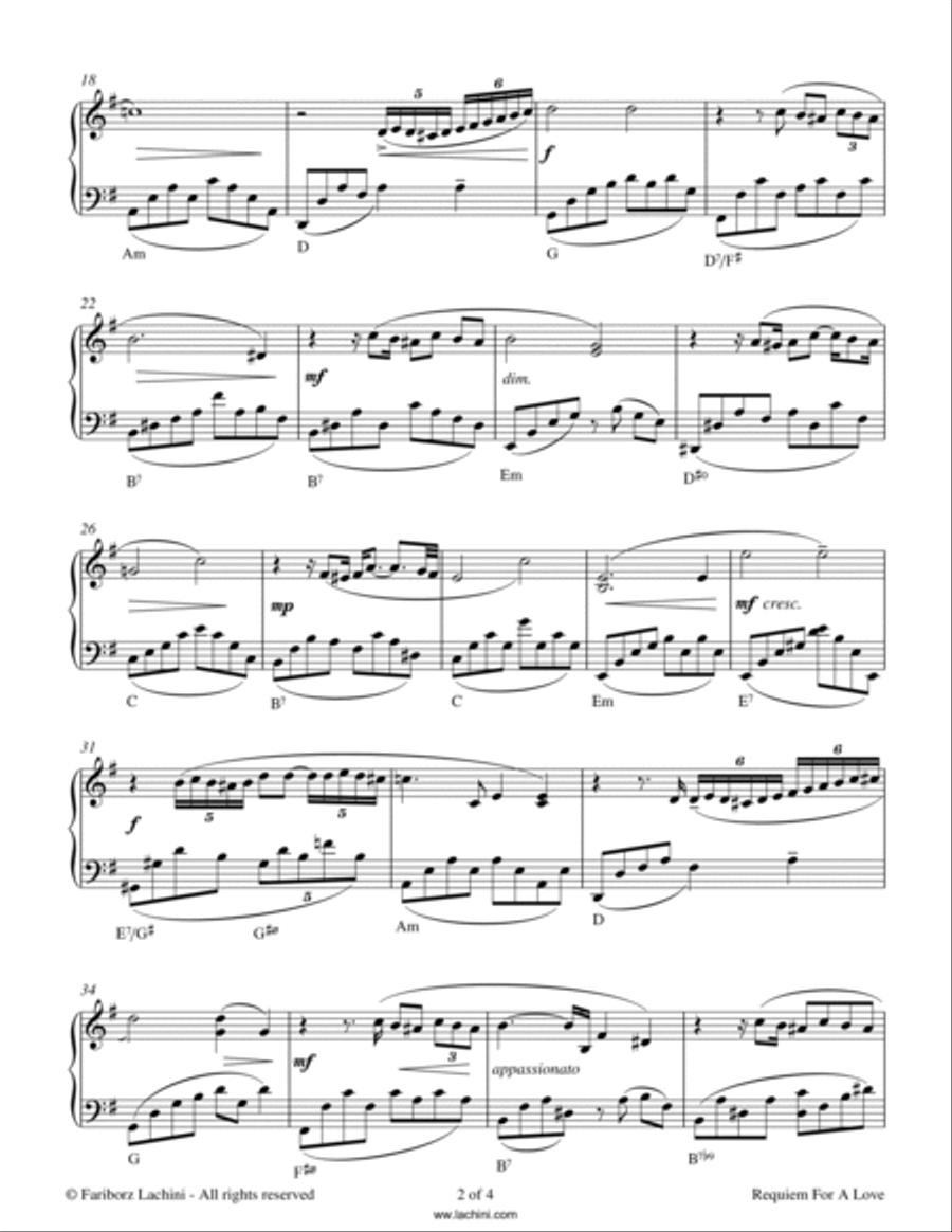 Requiem for a Love Requiem for a Love Piano Solo scores gallery preview page 2