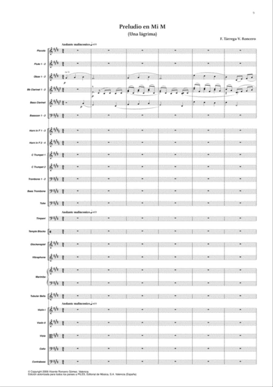 Tres Preludios, una Danza y un Gran Vals Full Orchestra scores gallery preview page 10