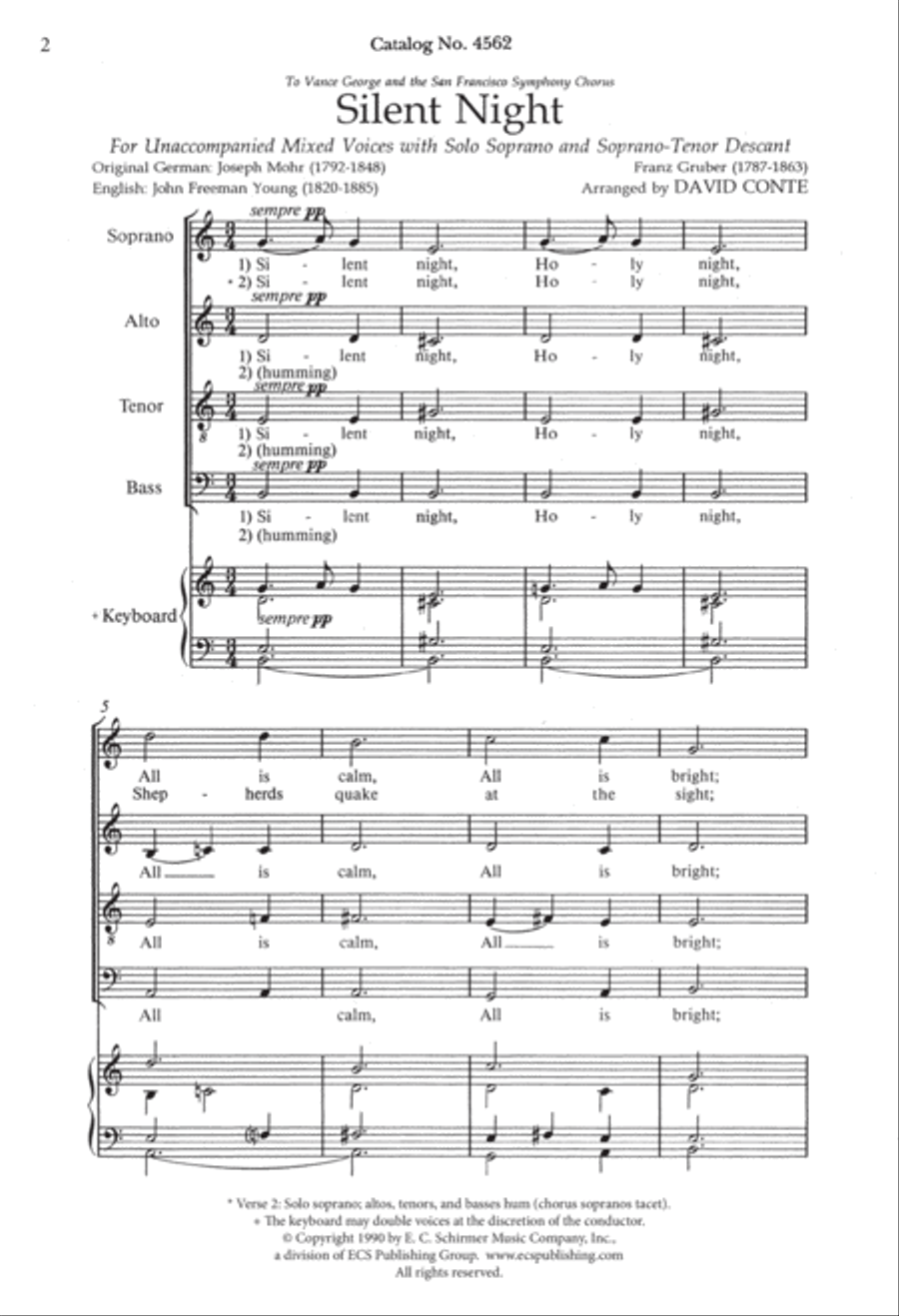 Silent Night 4-Part scores gallery preview page 2