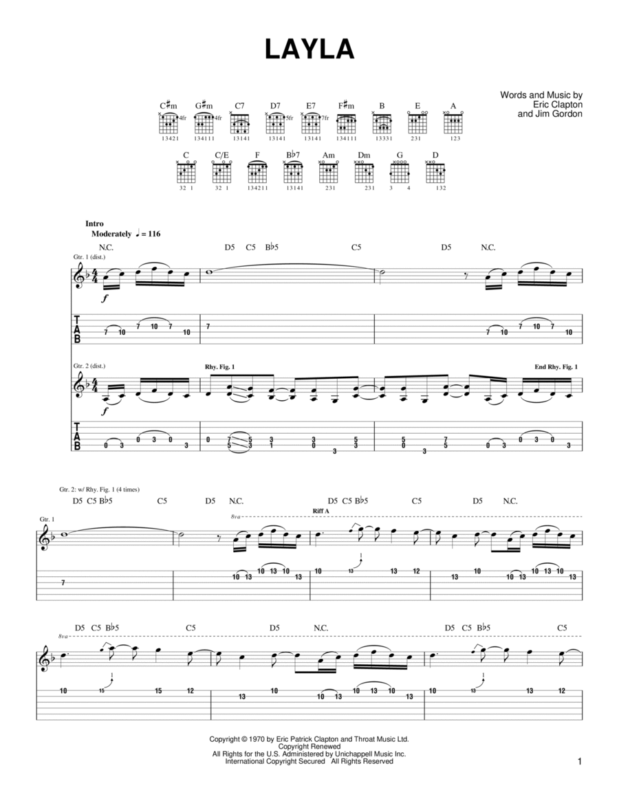 Layla Acoustic Guitar scores gallery preview page 1