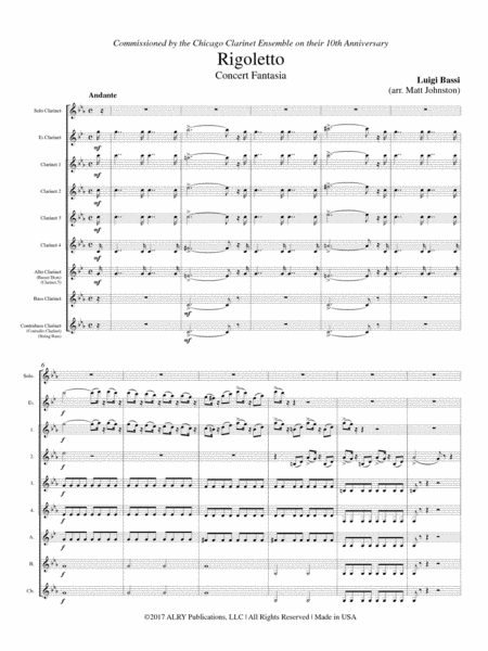 Rigoletto Concert Fantasia for Clarinet Choir
