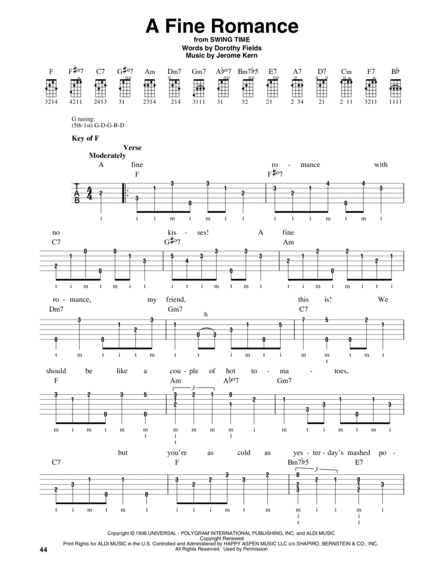 A Fine Romance Banjo scores gallery preview page 1