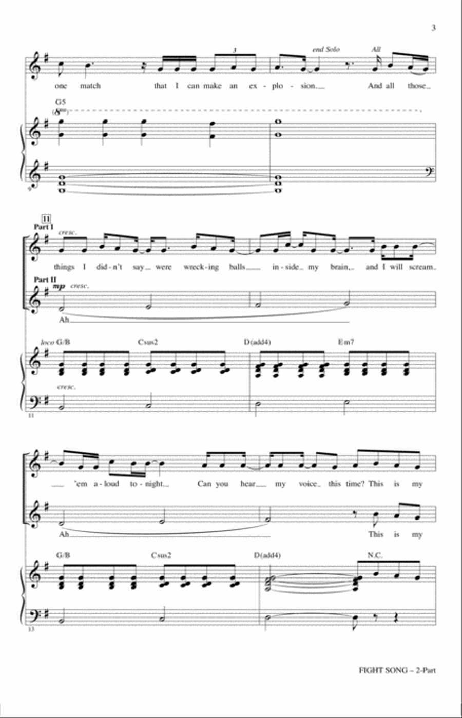 Fight Song (arr. Roger Emerson) 2-Part scores gallery preview page 2