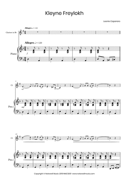 Kleyne Freylokh (Clarinet solo, piano acc.) image number null