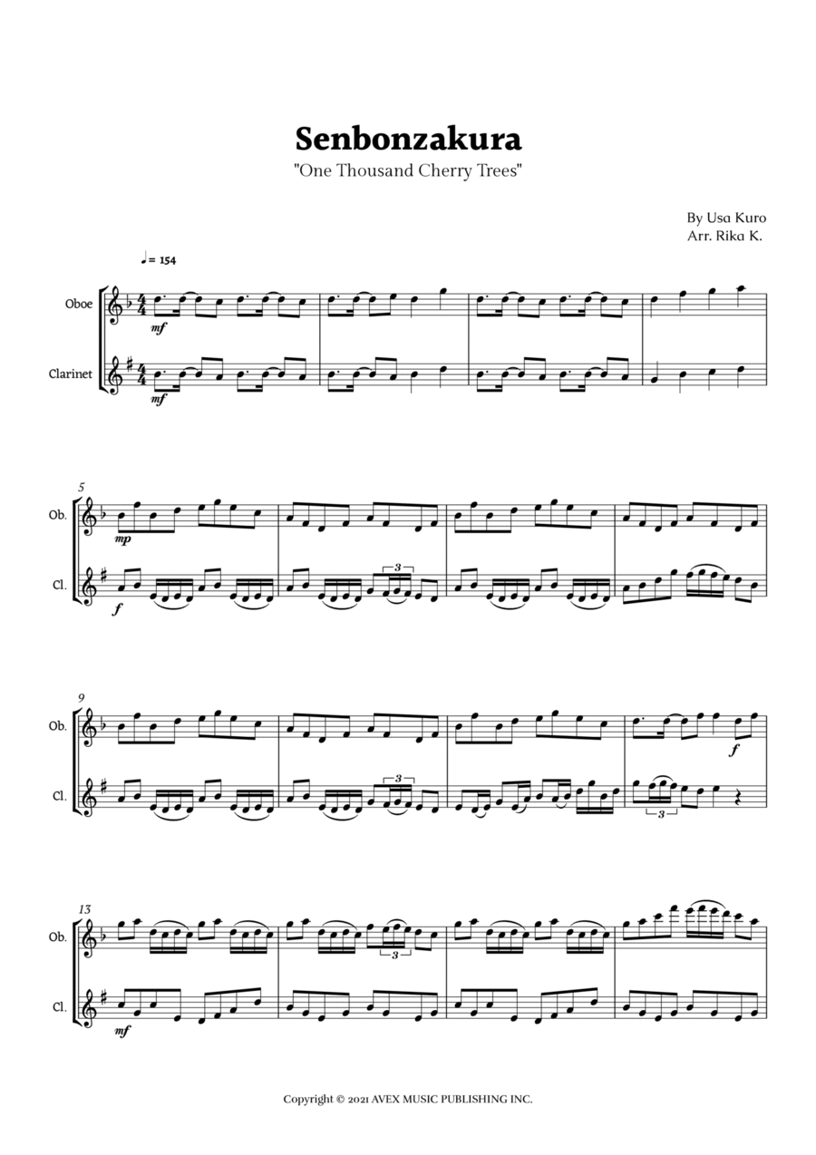 Senbonzakura Woodwind Duet scores gallery preview page 1