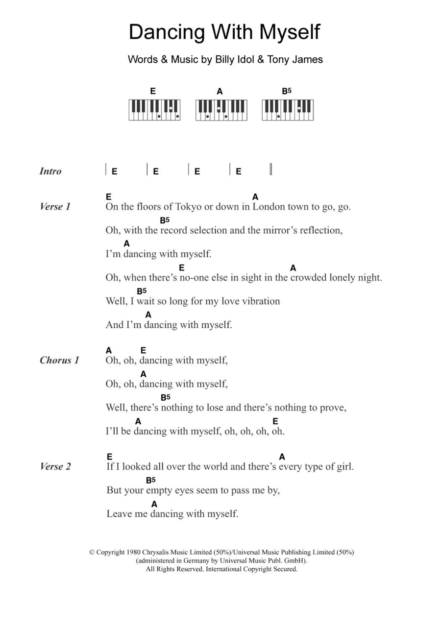 Dancing With Myself Piano Solo scores gallery preview page 1