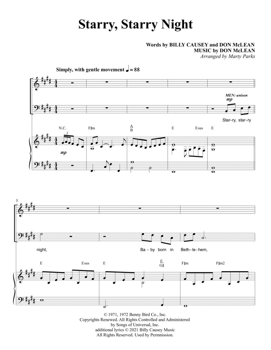 Starry, Starry Night 4-Part scores gallery preview page 1