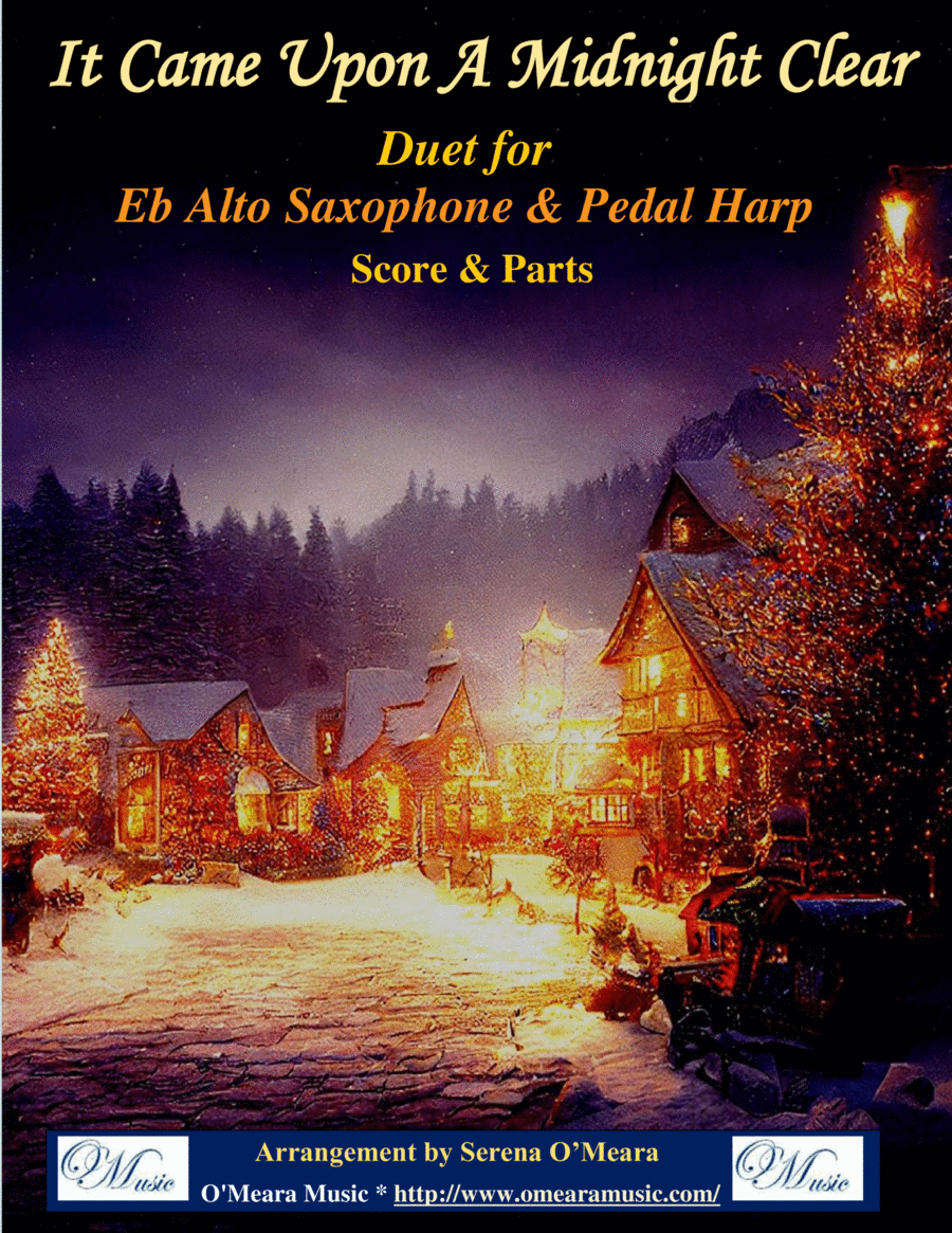 It Came Upon A Midnight Clear, Duet for Eb Alto Saxophone & Pedal Harp Alto Saxophone scores gallery preview page 1
