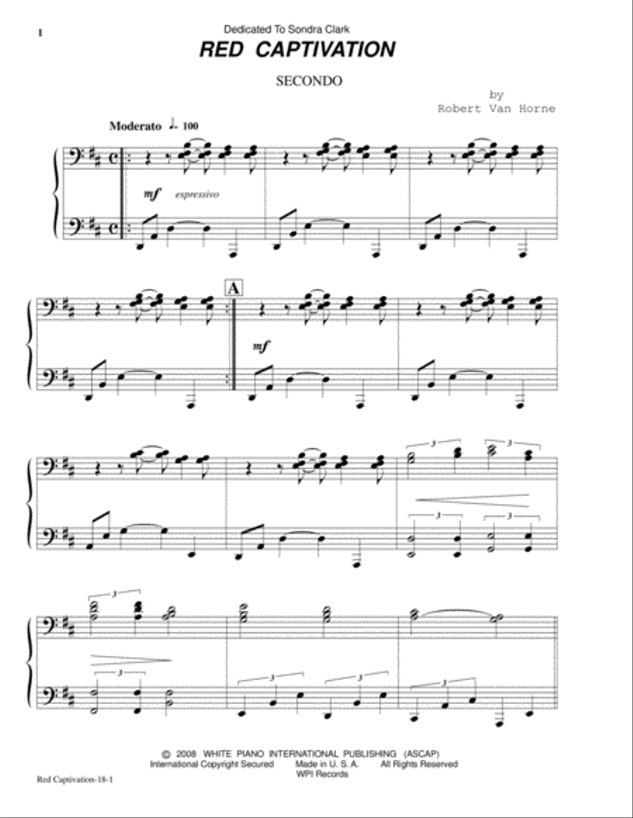 RED CAPTIVATION by Robert Van Horne (Piano Duet) Piano Duet scores gallery preview page 2