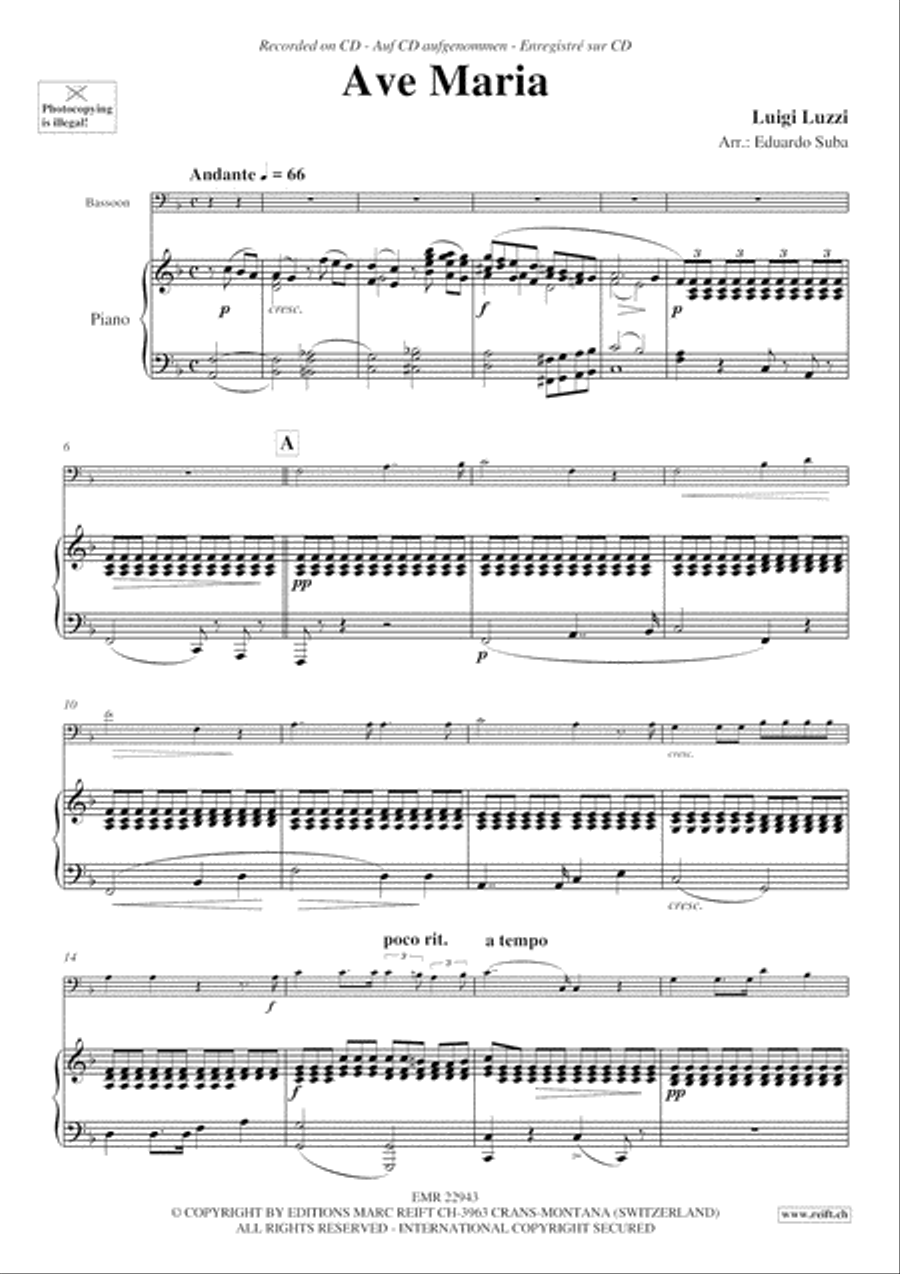Ave Maria Bassoon Solo scores gallery preview page 4