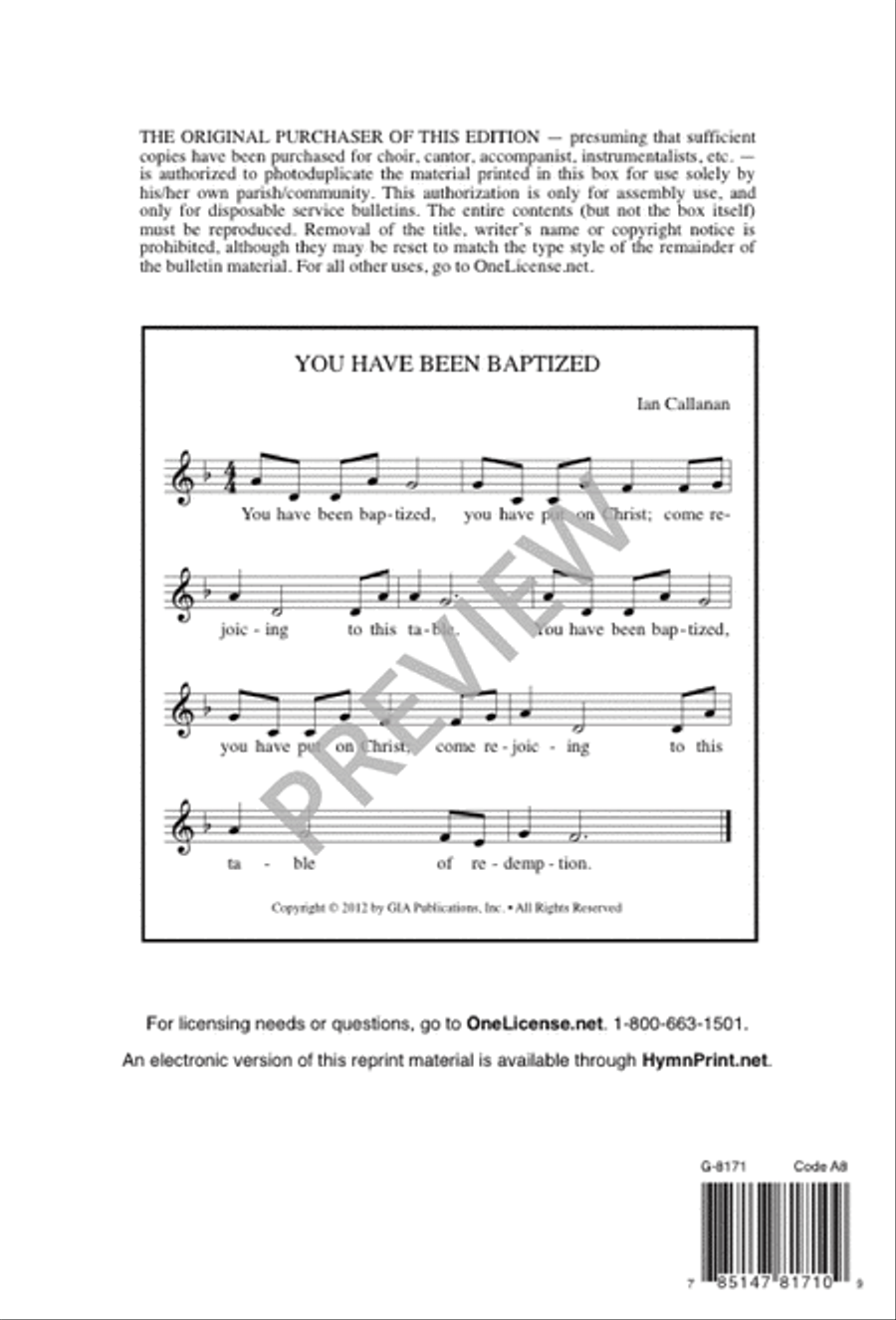 You Have Been Baptized 4-Part scores gallery preview page 7