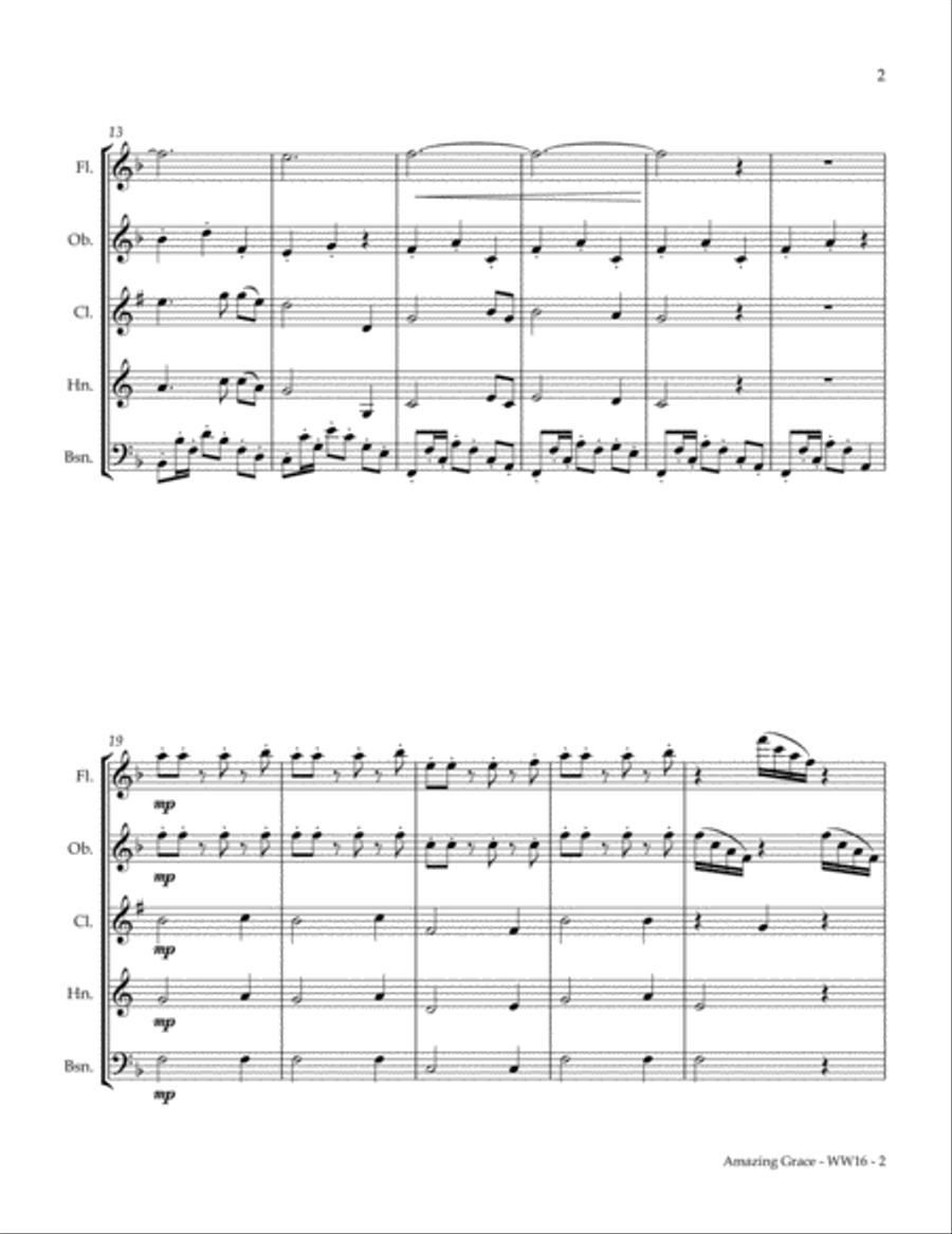 Amazing Grace Amazing Grace Woodwind Quintet scores gallery preview page 3
