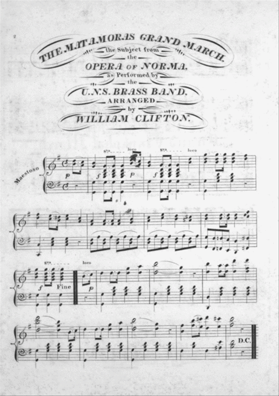Matamoras Grand Truimphal March, the Subject from the Opera of Norma, and Quick Step Piano Solo scores gallery preview page 2