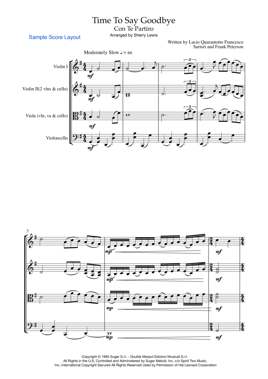 Time To Say Goodbye String Trio scores gallery preview page 1