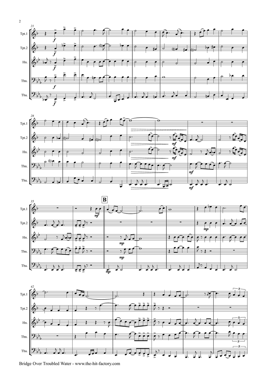 Bridge Over Troubled Water Brass Ensemble scores gallery preview page 2