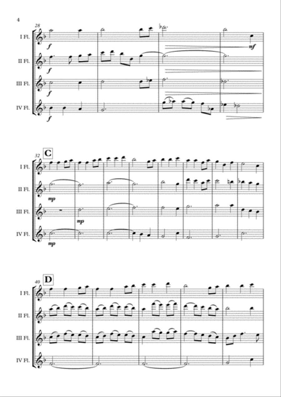 "Away In A Manger" Flute Quartet arr. Adrian Wagner image number null