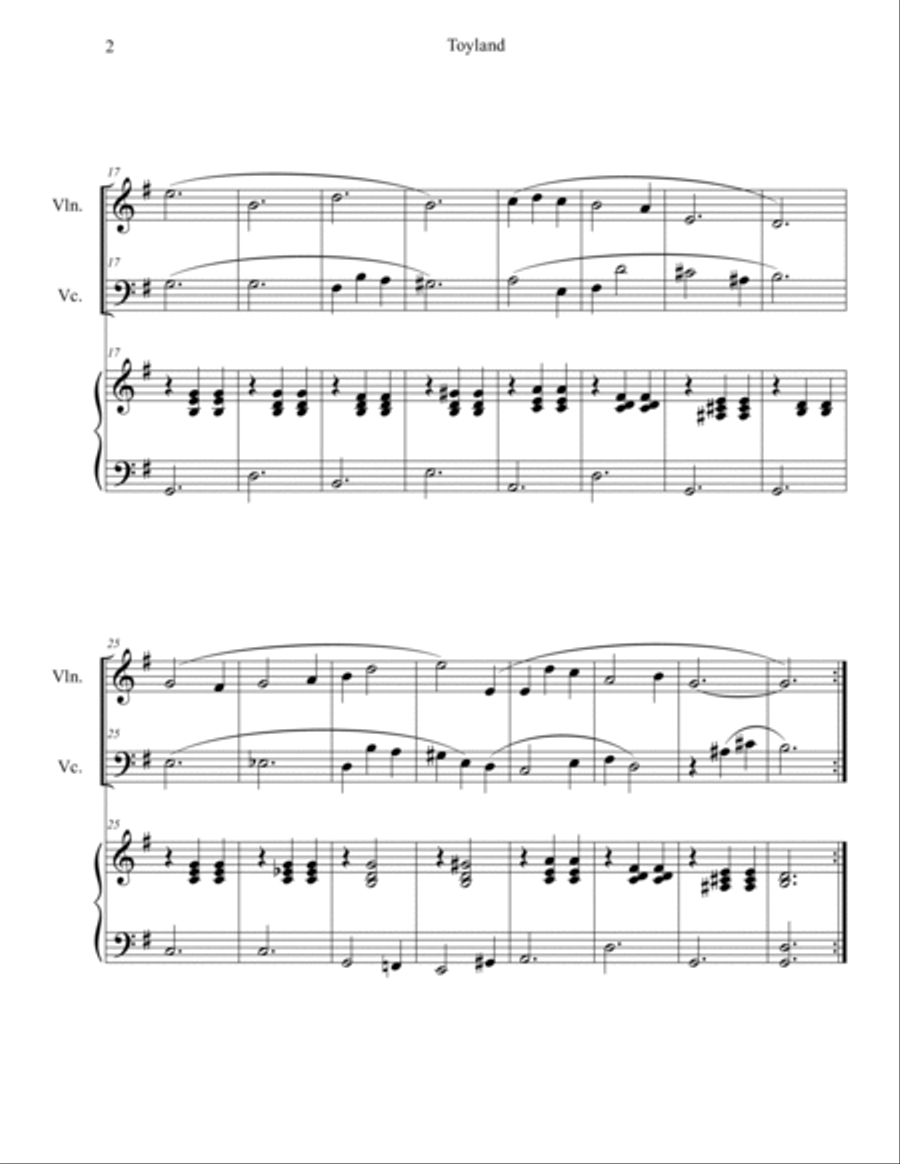 Toyland (Violin and Cello Duet with Piano Accompaniment) Piano Trio scores gallery preview page 2