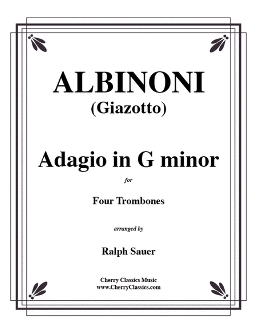 Adagio in G minor for Four Trombones Trombone Quartet scores gallery preview page 1