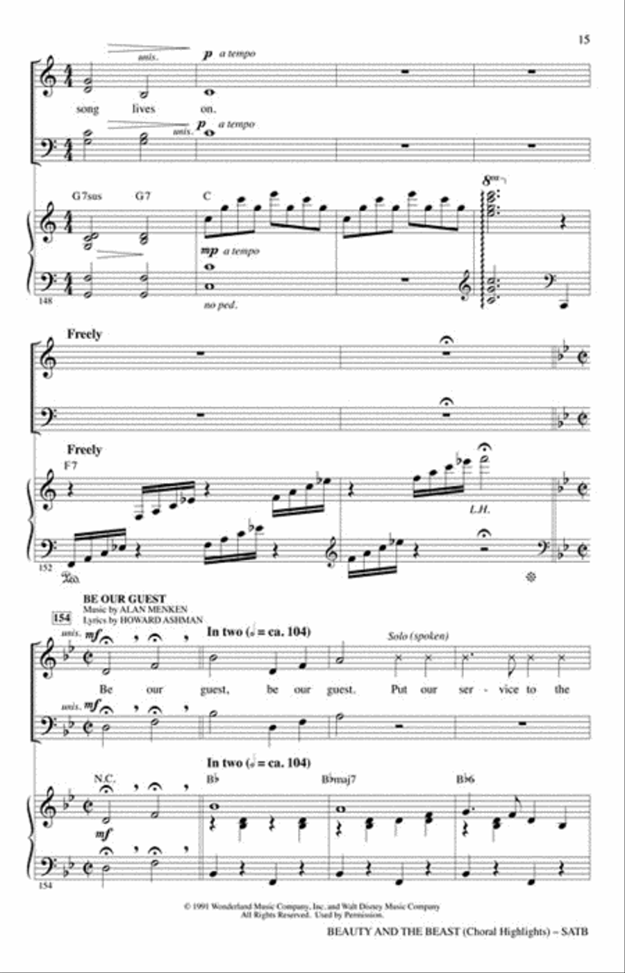 Beauty and the Beast Beauty and the Beast 4-Part scores gallery preview page 4