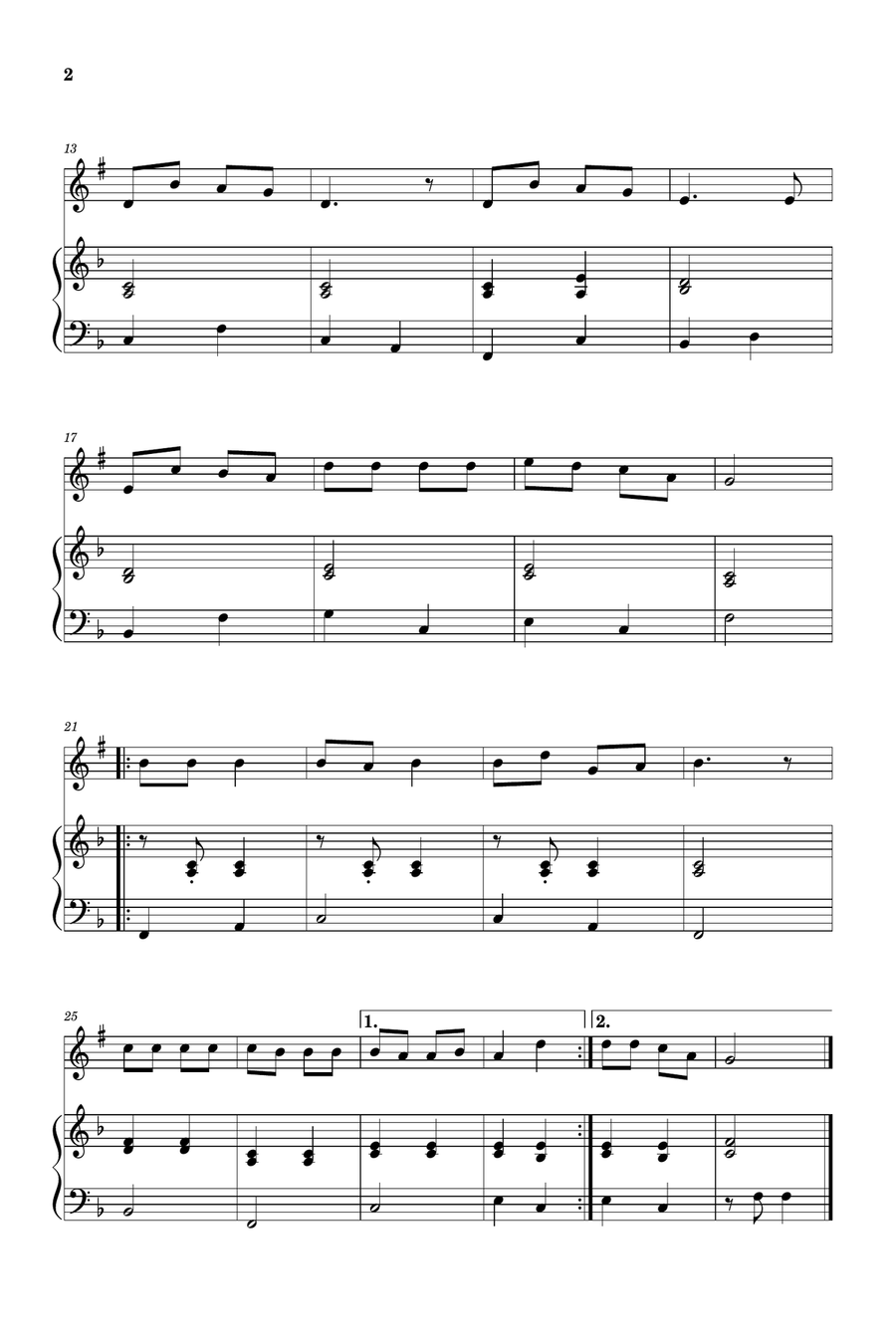 Jingle Bells for Trumpet and Piano (Easy - Beginner) B-Flat Trumpet scores gallery preview page 2