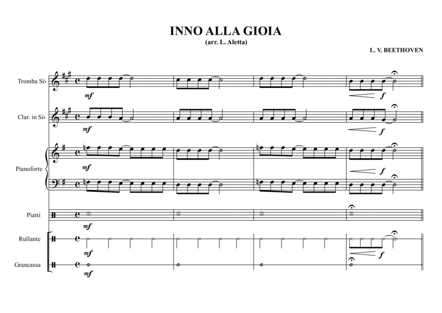 Inno alla gioia - Score Only Small Ensemble scores gallery preview page 1