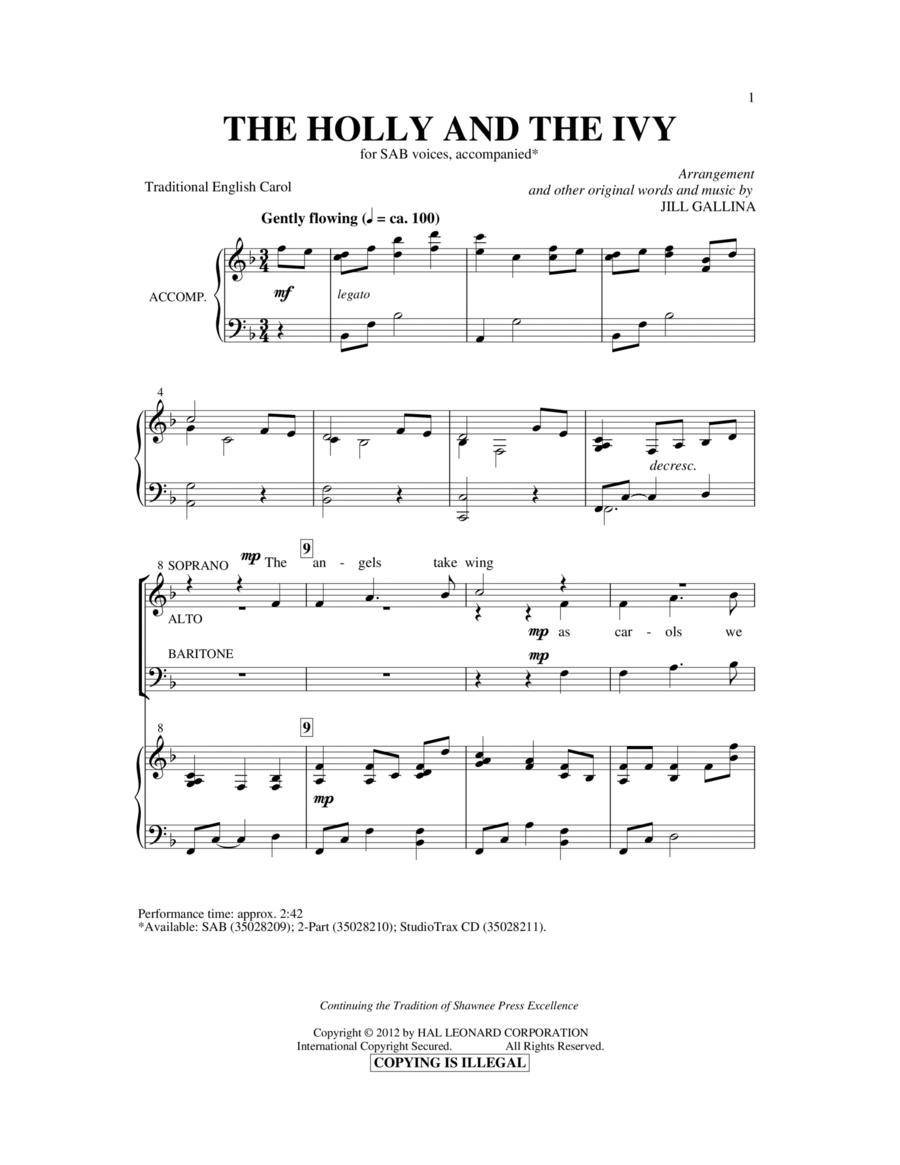 The Holly And The Ivy 3-Part scores gallery preview page 1