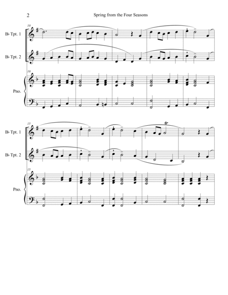 Spring from the Four Seasons (Trumpet Duet) with piano accompaniment image number null
