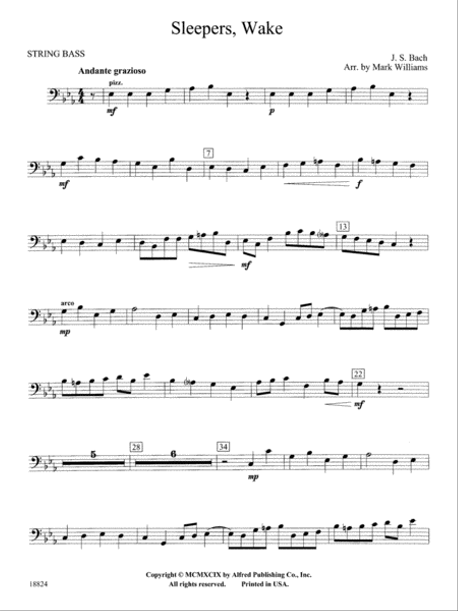 Sleepers Wake: String Bass Concert Band scores gallery preview page 1