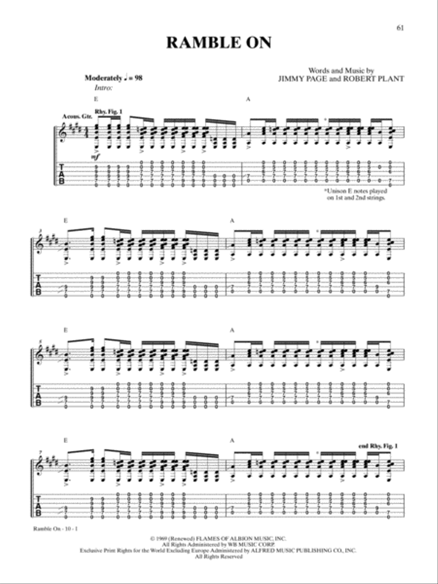 Ramble On Guitar Tablature scores gallery preview page 1