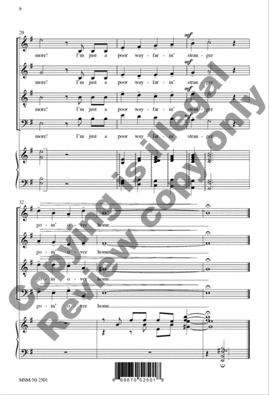 Poor Wayfarin' Stranger 4-Part scores gallery preview page 9
