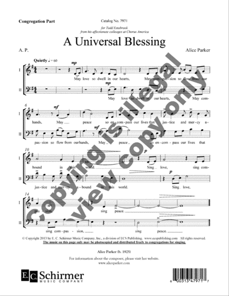 A Universal Blessing Unison Choir scores gallery preview page 4